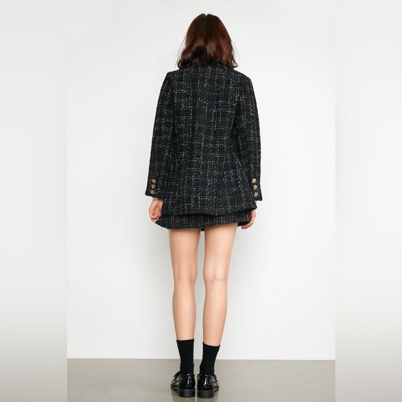 J.ING Abbas Black Double-Breasted Tweed Coat Jacket Blazer Size Small NWT - Picture 3 of 11